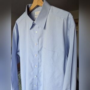 Roundtree & Yorke Gold Label Light Blue Fitted Dress Shirt 17.5x33